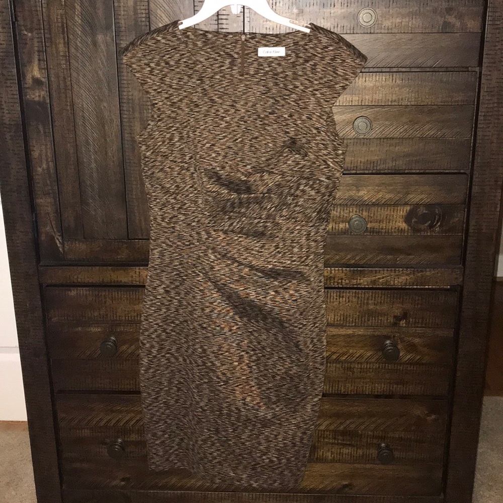 Brown multi print dress